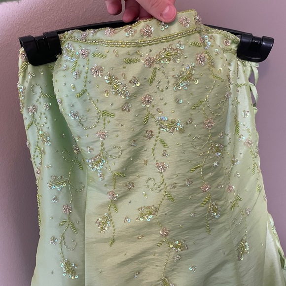 Lime Green Princess Beaded Taffeta Prom Dress - Picture 2 of 10
